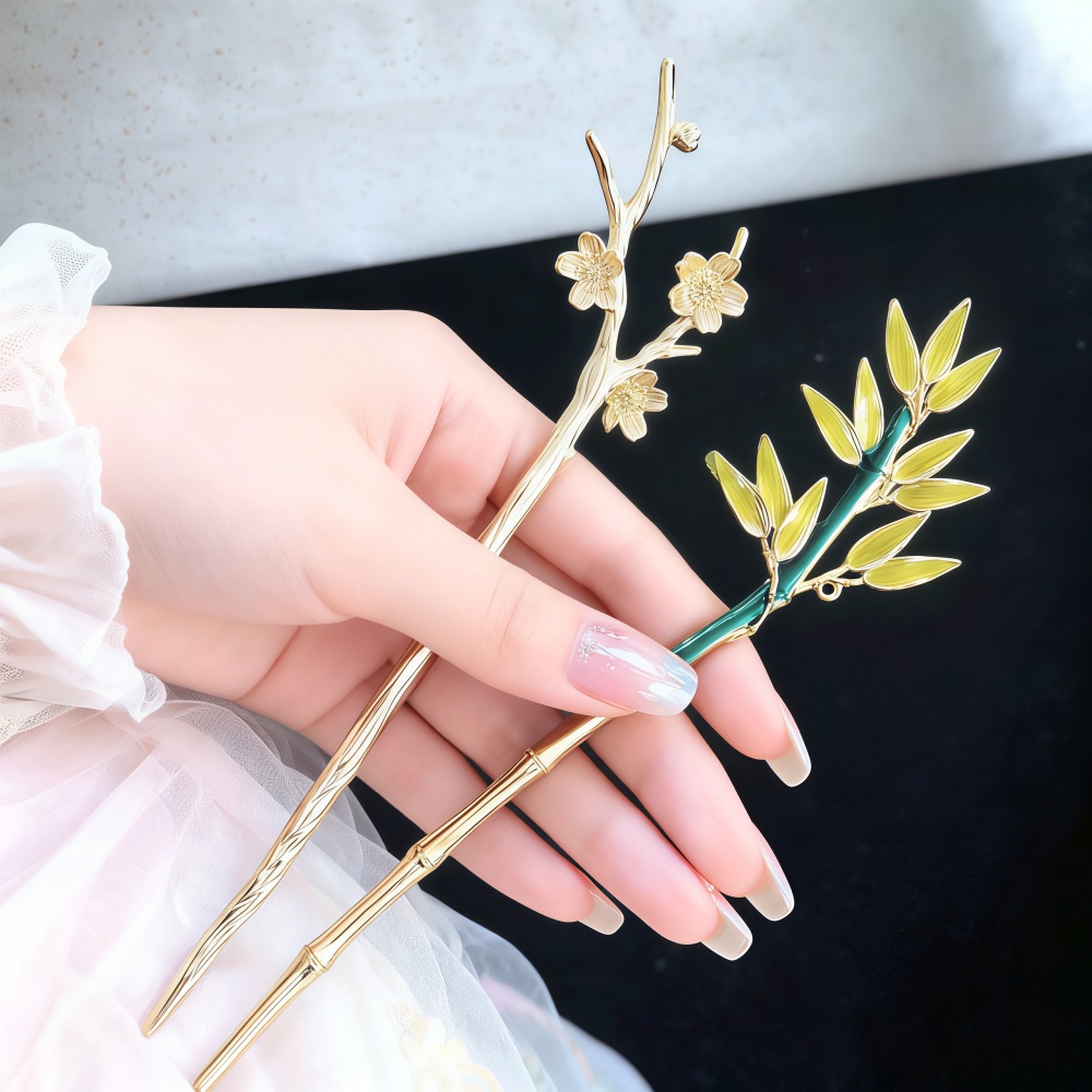 Hanbok Hair Pin - กิ๊บติดผมโลหะเคลือบสี สำหรับผู้หญิง สไตล์จีนฮั่นฝู แบบเสียบผม แบบตะเกียบโบราณ สำหรับสาวๆ