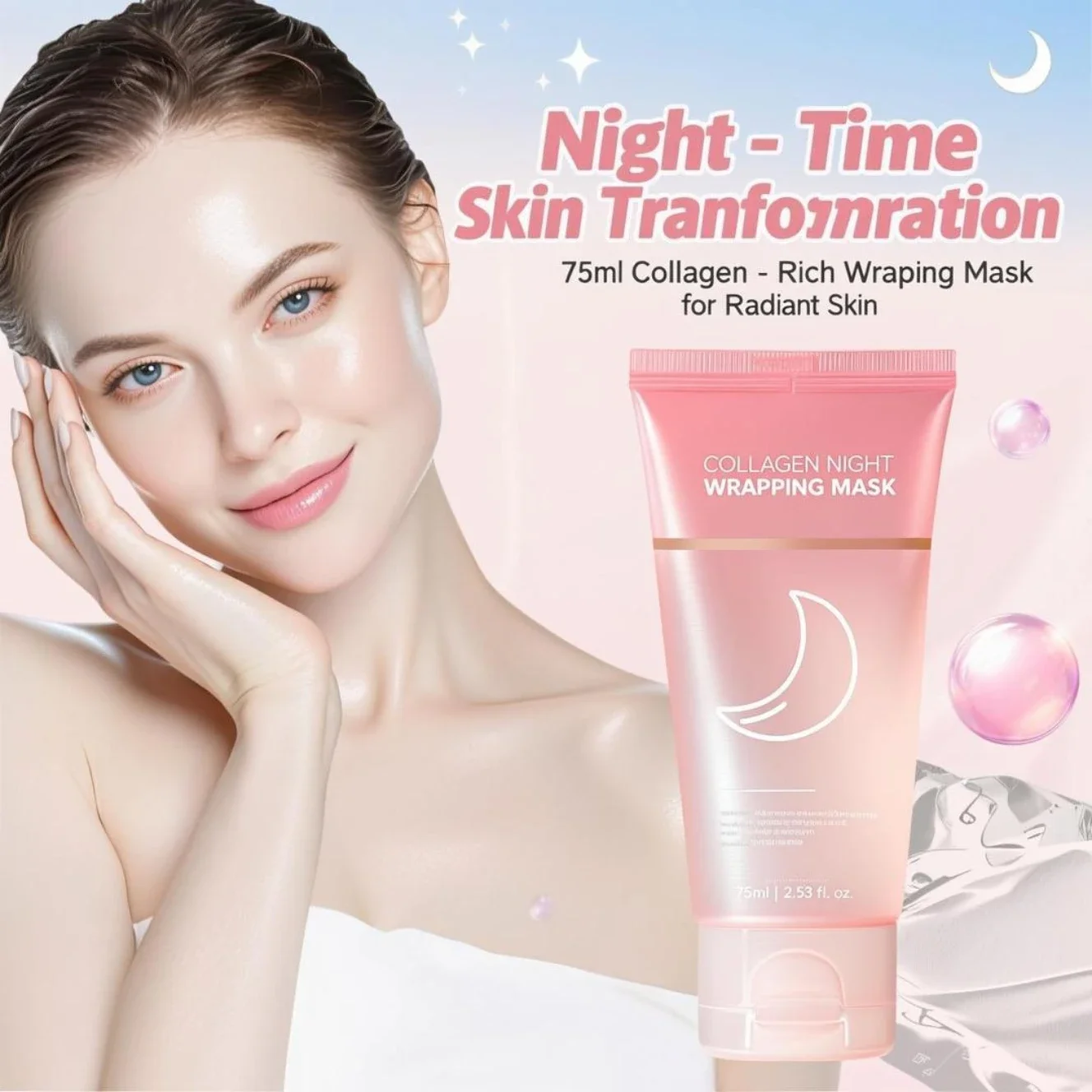 Sleeping Pack Overnight - มาส์กคอลลาเจนสำหรับกลางคืน 75 มล. - มาส์กบำรุงผิวข้ามคืนเพื่อความกระชับ ชุ่มชื้น