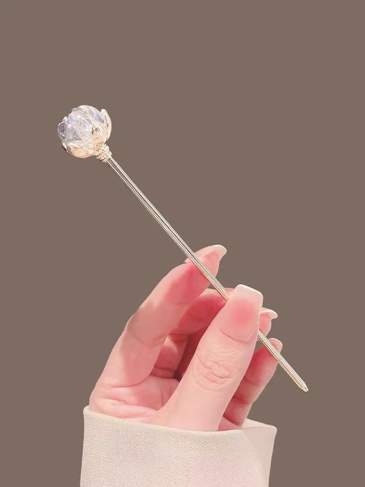 Hanbok Hair Pin - กิ๊บติดผมคริสตัลโลตัสสำหรับผู้หญิง สไตล์โบราณ สไตล์จีนใหม่ กิ๊บติดผมระดับไฮเอนด์ที่เรียบง่าย ทันสมัย ​​กิ๊บติดผมรูปดอกไม้