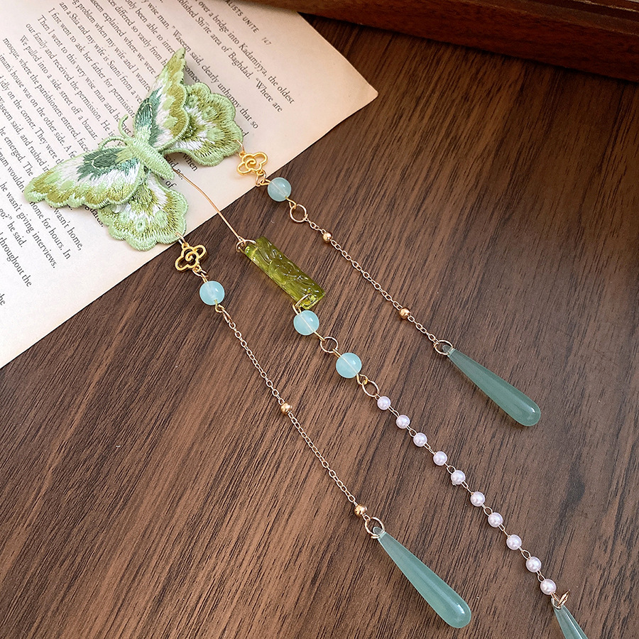 กิ๊บติดผมรูปผีเสื้อปักสีเขียว  - Hanbok Hair Pin บทวิจารณ์และราคา