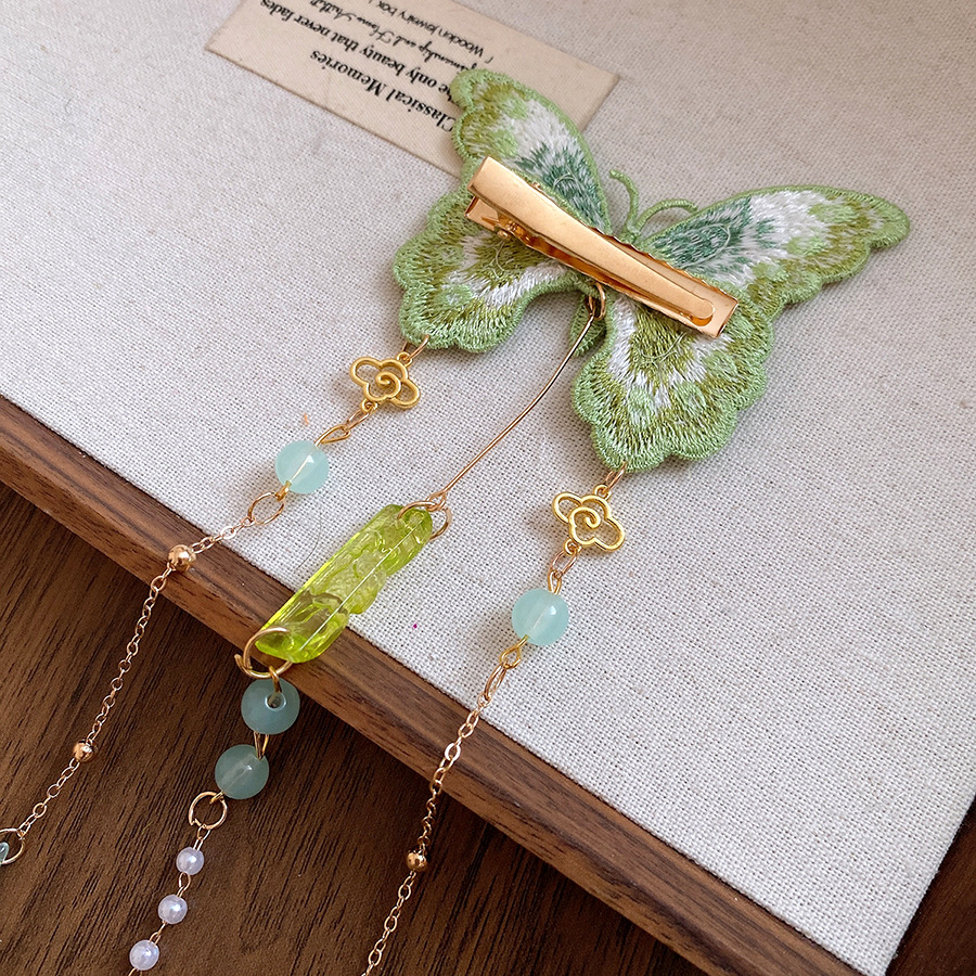 กิ๊บติดผมรูปผีเสื้อปักสีเขียว  - Hanbok Hair Pin บทวิจารณ์และราคา