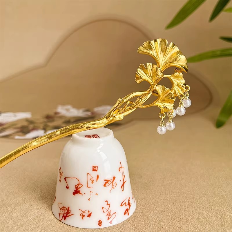 กิ๊บติดผมใบแปะก๊วยสีทอง 1 ชิ้น - Hanbok Hair Pin บทวิจารณ์และราคา