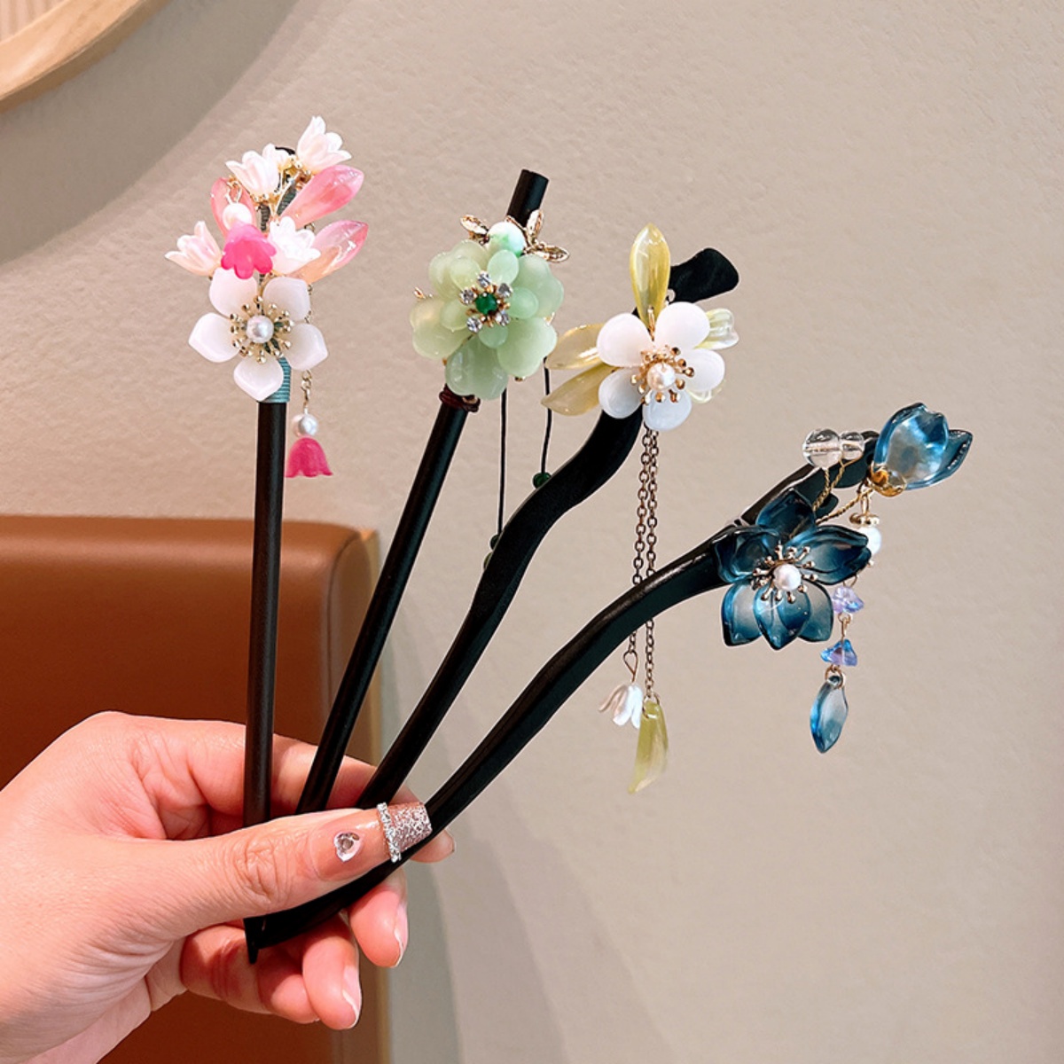 ประณีตดอกไม้พู่ไม้ Hairpin Ret - Hanbok Hair Pin บทวิจารณ์และราคา