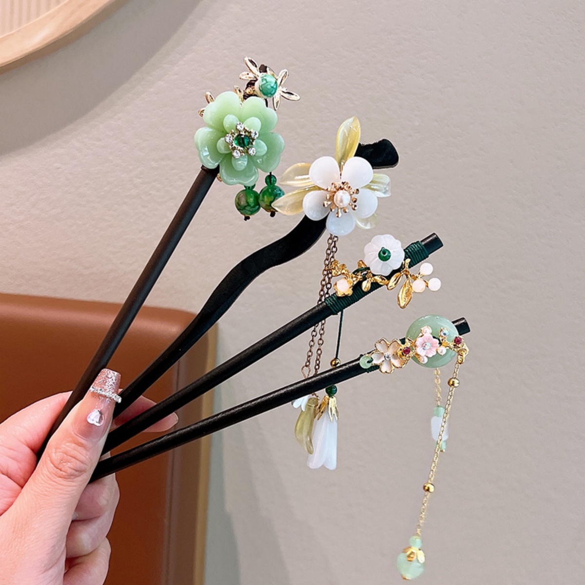 ประณีตดอกไม้พู่ไม้ Hairpin Ret - Hanbok Hair Pin บทวิจารณ์และราคา